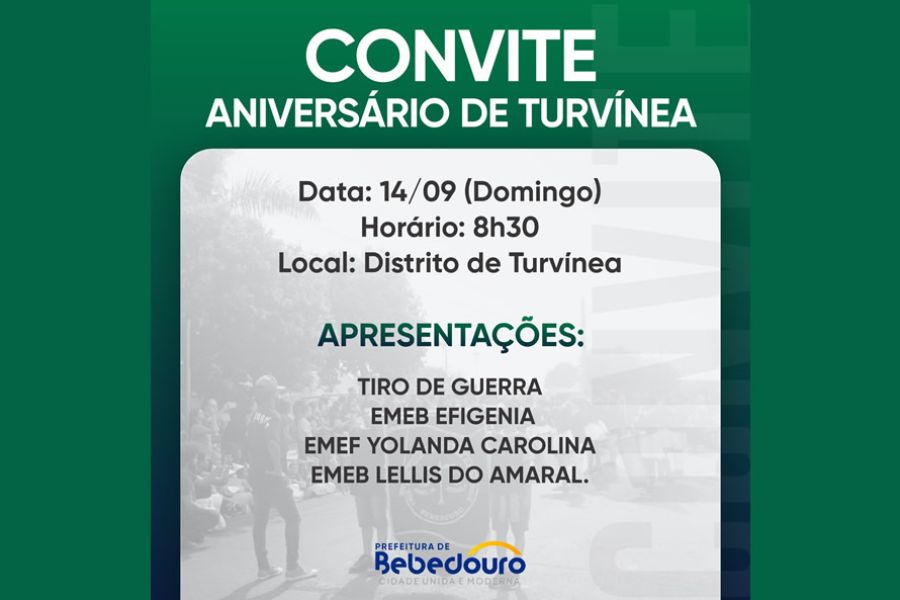 Distrito de Turvínea celebra aniversário com apresentações escolares e Tiro de Guerra